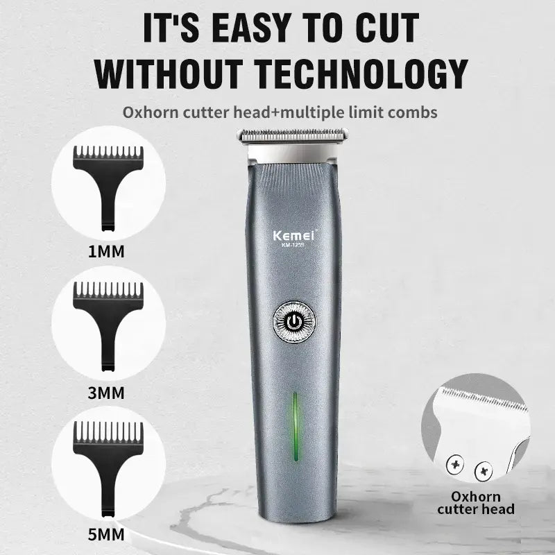 Professional Electric Barber Hair Trimmer Kemei KM-1260 Direct Selling Cordless Portable Safety 3 Comb Wireless Hair Clipper