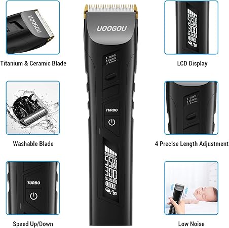 Professional Electric Hair Trimmer Men's Hair Trimmer Beard Trimmer Long Hair Trimmer Men Battery and Mains Operated with 38 Length Settings (Black)