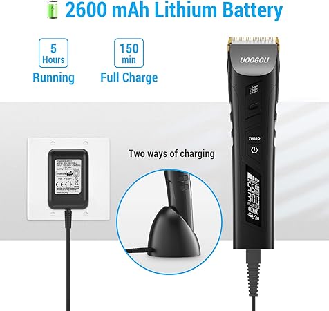 Professional Electric Hair Trimmer Men's Hair Trimmer Beard Trimmer Long Hair Trimmer Men Battery and Mains Operated with 38 Length Settings (Black)